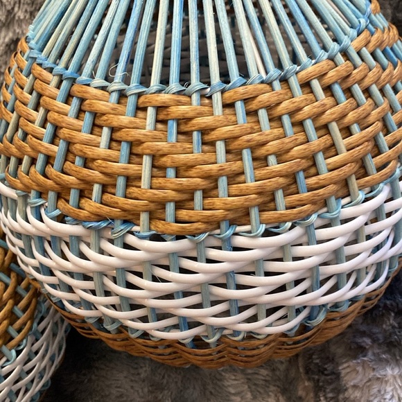 NIB 2 Unique Royal Blue Rattan Pendant Light Handwoven
Round Lamps - Picture 7 of 16